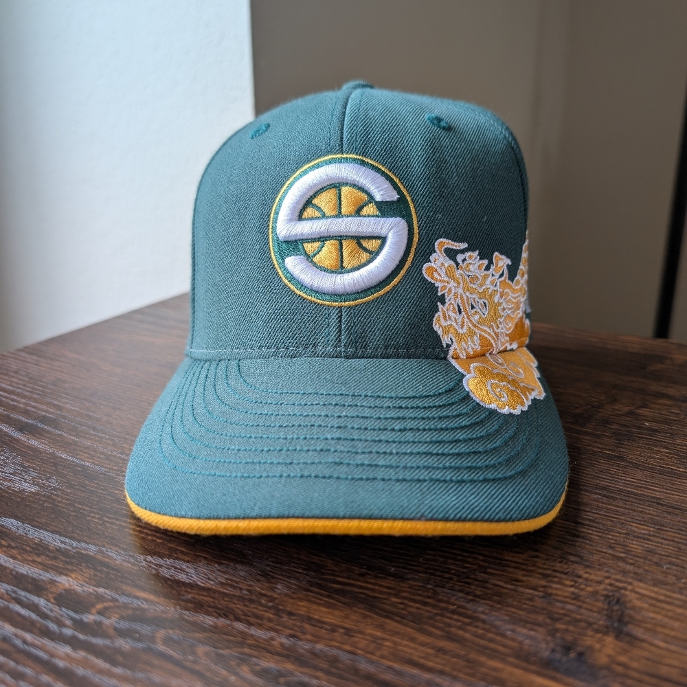 Y2K Vintage Seattle Supersonics Sonics Dragon Adidas NBA Fitted Hat